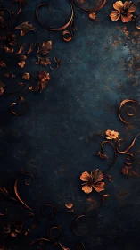 Copper petals drift across midnight blue velvet silence.