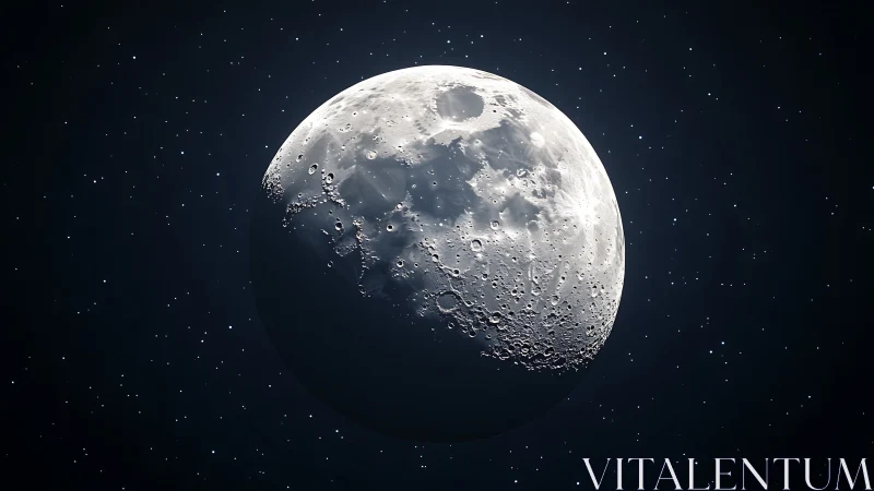 Sharp lunar crescent rises against dense star field