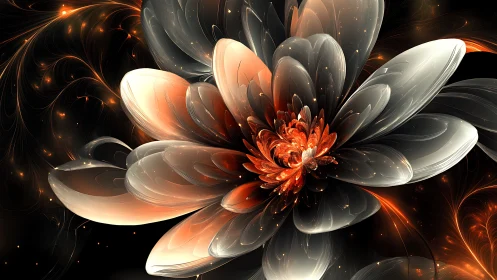 Fractal chrysanthemum bloom with molten metallic petals.