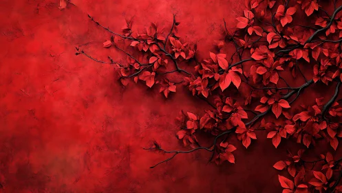 Crimson vine overture curling across a velvet-red hush.