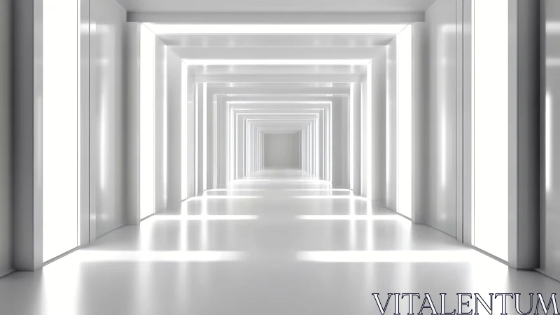 Geometric Corridor Sequence: Nested White Vanishing Point Perspective.