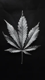 Silver-toned leaf study on deep black backdrop.