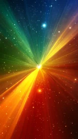 Prismatic stellar burst with radiating spectrum beams.