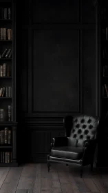 Midnight leather throne rehearses secrets in a shadowed study