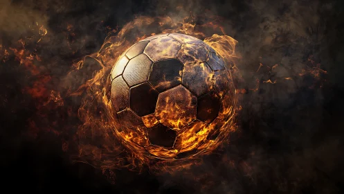 Blazing matchball comet roaring through smoky stadium night.