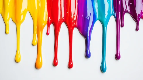 Rainbow drips cascade in glossy rivers of molten color.