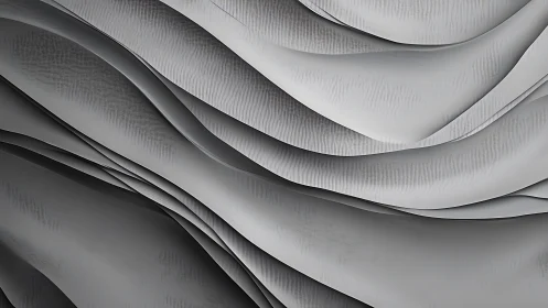 Elegant Abstract Waves in Grayscale Minimalist Digital Art.