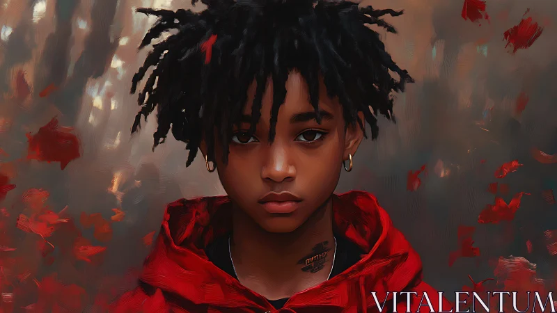 Quiet strength in crimson: a soft storm of falling leaves.