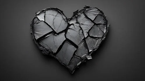 Fractured stone heart form against neutral background.