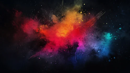 Multicolor pigment dispersion forms central abstract cloud