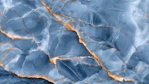 Elegant Blue Marble Texture with Gold Veins in Abstract Style.