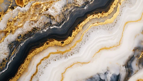 Gold and dark veined marble pattern with fluid layers.
