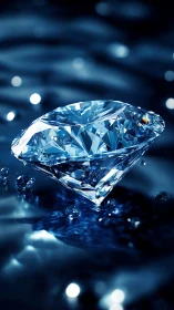 Glimmering diamond drifting over midnight-blue water.