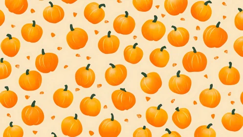 Cheerful pumpkin pattern fills the scene with cozy warmth
