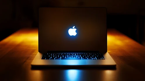 Midnight laptop halo turns a quiet desk into a stage