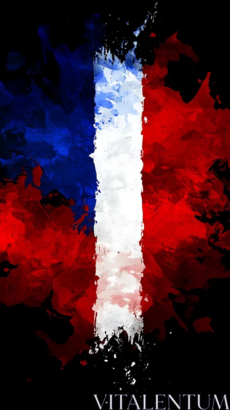 French tricolor flag explodes in bold abstract paint