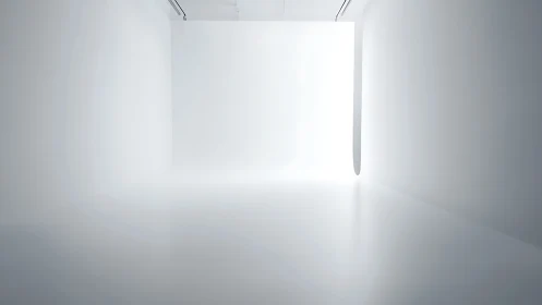 Empty white gallery room with bright minimalist lighting.