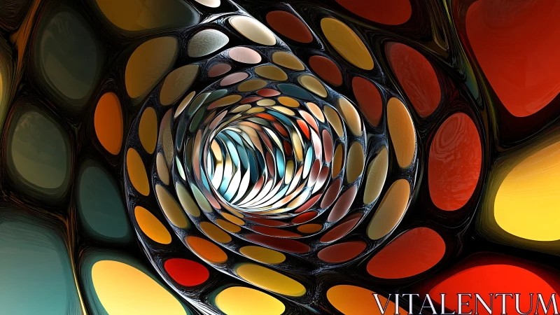 Fractal tunnel of elliptical cells in chromatic radial motion.