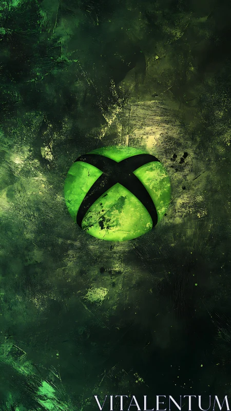 Textured digital sphere emblem with grunge radial field.