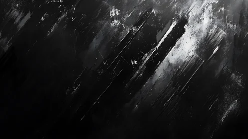 Oblique monochrome brush streaks form high contrast diagonal field