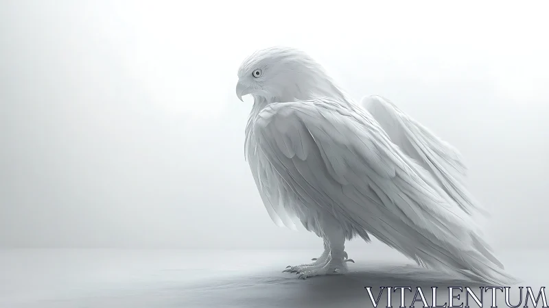 Majestic White Eagle in Minimalist Style, Soft Lighting.
