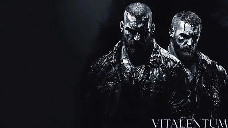 Grit and shadowed resolve with two battle-worn brothers.