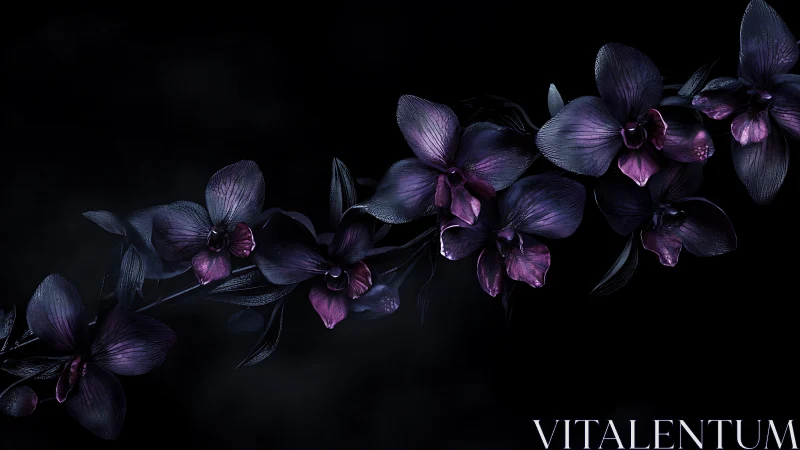 Midnight orchids glowing softly against a velvet night.