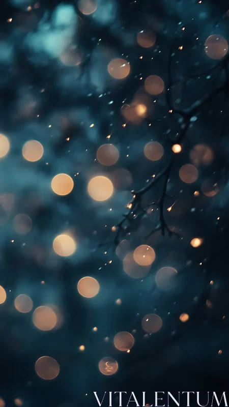 Midnight snowglow and forest bokeh drifting in silence.