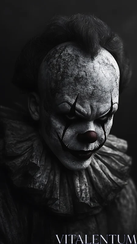 Sinister carnival specter studies the darkness between laughs