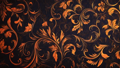 Copper twilight flourishes on deep midnight blue wallpaper.