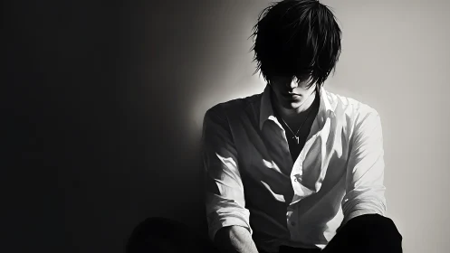 Shadow-drenched youth folds into light like a quiet confession