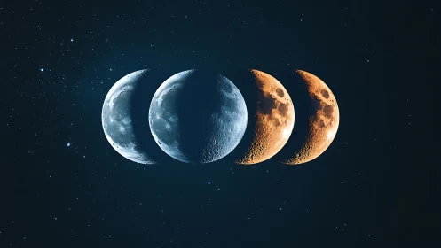 Moonlit phases drifting through a quiet cosmic night.