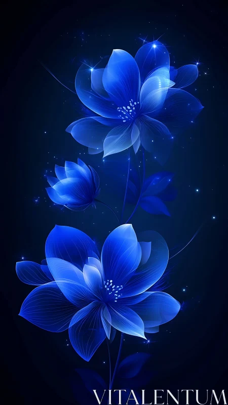 Neon Luminescent Blooms Against Darkness.