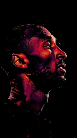 Side profile digital portrait of male figure on black background.