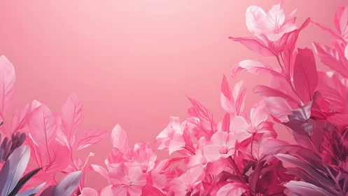 Pink digital floral foliage clusters fill lower image edge