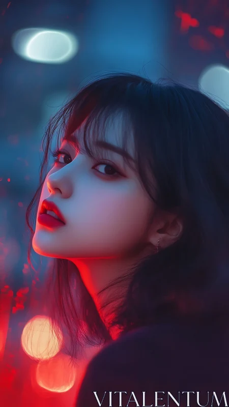 Neon-lit portrait study in cinematic cyberpunk lighting geometry.