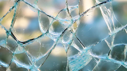 Shimmering cracked glass turns sharp fractures into quiet art