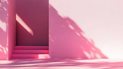 Minimalist Pink Architectural Composition with Soft Light.