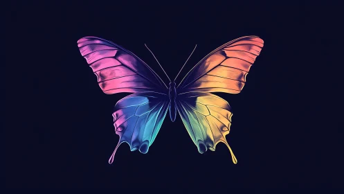 Prismatic night butterfly with melting neon rainbow wings.