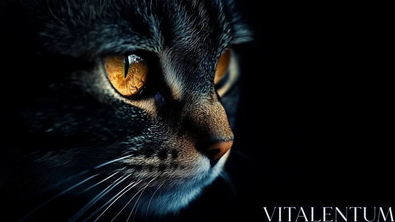 Intense Feline Portrait with Golden Amber Eyes.