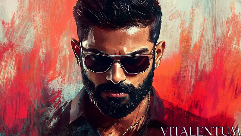 Intense male portrait rendered in high-contrast digital painting