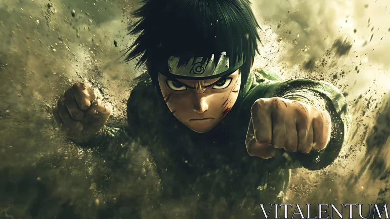 Fierce young ninja charges forward with unstoppable resolve