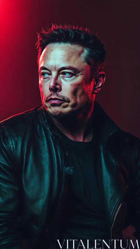 Cinematic cyberlit male portrait with red rim lighting profile