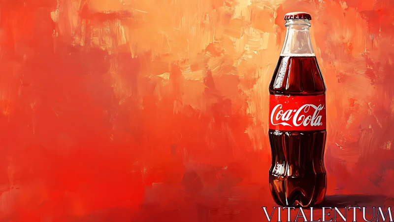 Chromatic study of glass cola bottle on gestural red ground.