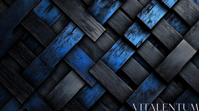 Woven Blue and Black Wooden Textured Abstract Pattern Background.