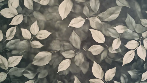 Soft drifting leaves in a gentle monochrome forest daydream.