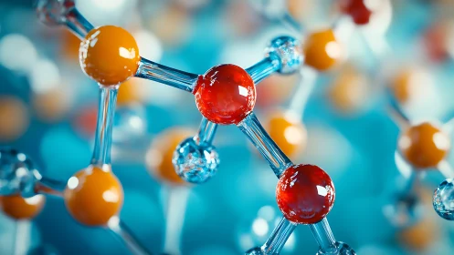 Colorful molecular structure in abstract scientific rendering.
