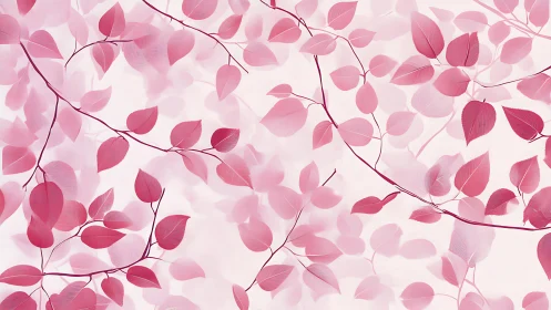 Soft pink leaves pattern on delicate branching stems.