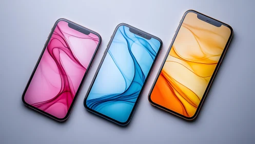Vibrant Digital Dreams on Glass: Your Colorful Phone Companions.