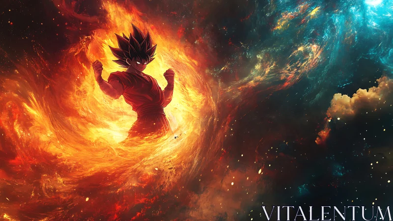 Cosmic fighter ignites a roaring nebula of molten light.